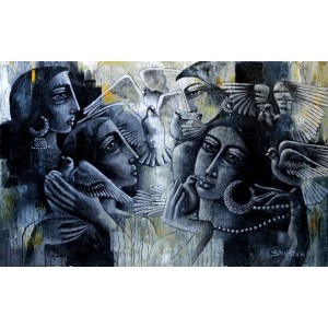 Shaista Momin, Untitled, 26 x 42 Inch, Acrylic on Canvas, Figurative Painting, AC-SHM-006